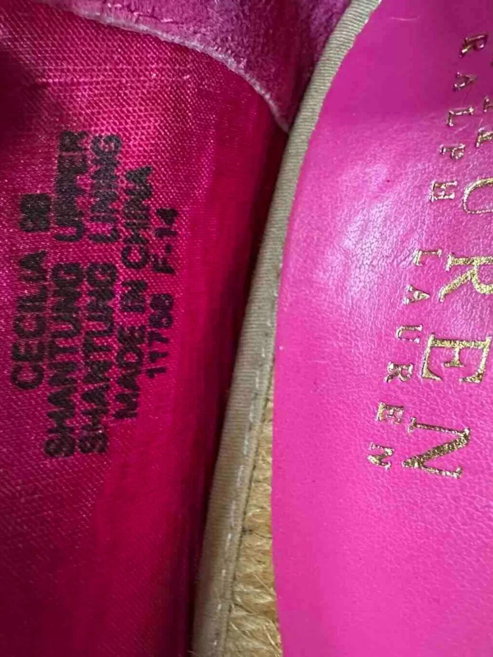 Unworn Ralph Lauren Espadrille Wedges Fuchsia HotPink 9B Satin Platform Sandals